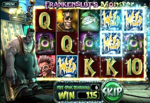 Аппарат Frankenslot's Monster - выпадения диких символов Выпадение диких символов в аппарате Frankenslot's Monster