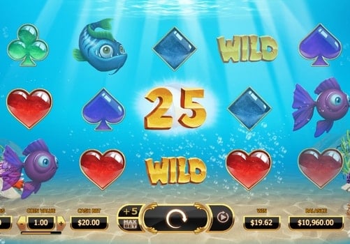 Аппарат Golden Fishtank - комбинация с дикими символами Комбинация с дикими символами в аппарате Golden Fishtank