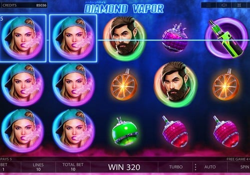 Автомат Diamond Vapor - комбинация символов на линии Комбинация символов на линии в автомате Diamond Vapor