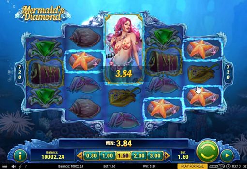 Автомат Mermaids Diamond выигрышная комбинация с диким знаком Выигрышная комбинация с диким знаком в автомате Mermaids Diamond