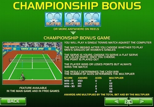 Правила бонусной игры в автомате Tennis Stars