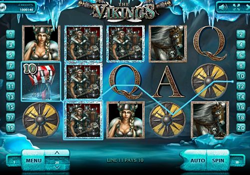 Автомат The Vikings - выигрышная комбинация на линии Выигрышная комбинация на линии в автомате The Vikings