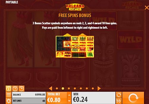 Игра Volcano Riches - фриспины Фриспины в игре Volcano Riches