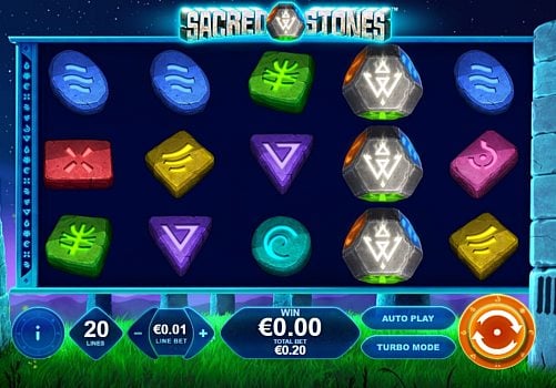 Автомат Sacred Stones - выигрышная комбинация с диким знаком Выигрышная комбинация с диким знаком в автомате Sacred Stones