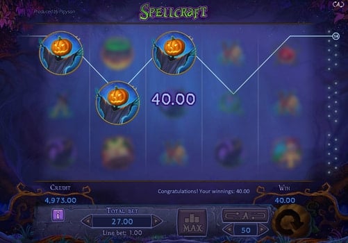 Игровой аппарат Spellcraft - комбинация символов на линии Игровой аппарат Spellcraft - комбинация символов на линии