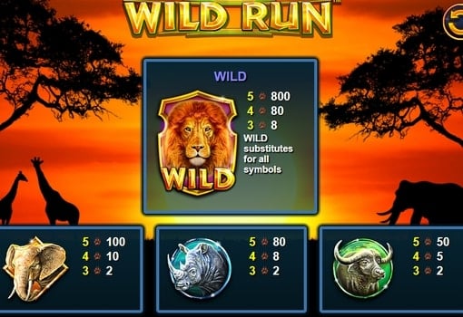 Игровой аппарат Wild Run - таблица выплат Таблица выплат в игровом аппарате Wild Run