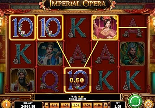 Игровой автомат Imperial Opera - призовая комбинация на линии Призовая комбинация на линии в игровом автомате Imperial Opera