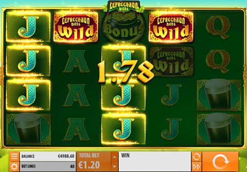 Игровой автоат Leprechaun Hills - комбинация с диким символом Комбинация с диким символом в игровом автомате Leprechaun Hills